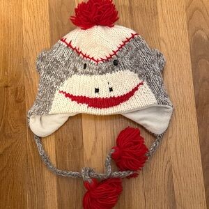 Gray and Red Knit Animal Hat